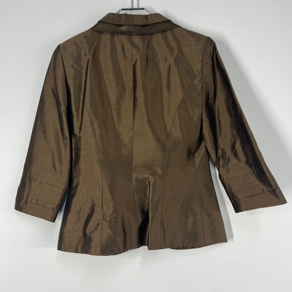 Vintage Fillity Brown 100% Silk Suit Jacket US 8 - Picture 2 of 10